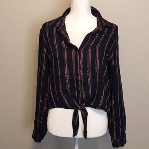 Bella Dahl Cropped Long Sleeve Top Size M